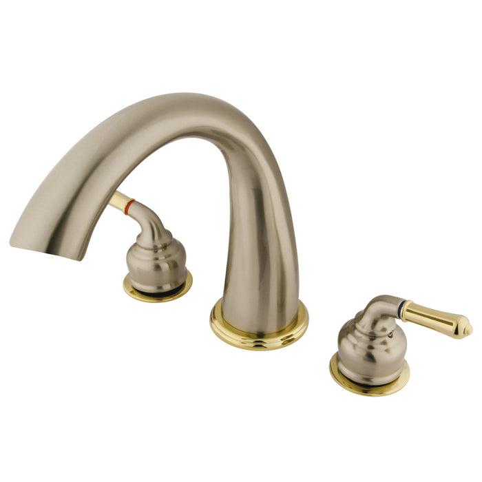 Kingston Tulare KS2369 - Milano Two-Handle 3-Hole Deck Mount Roman Tub Faucet, Brushed Nickel/Polished Brass