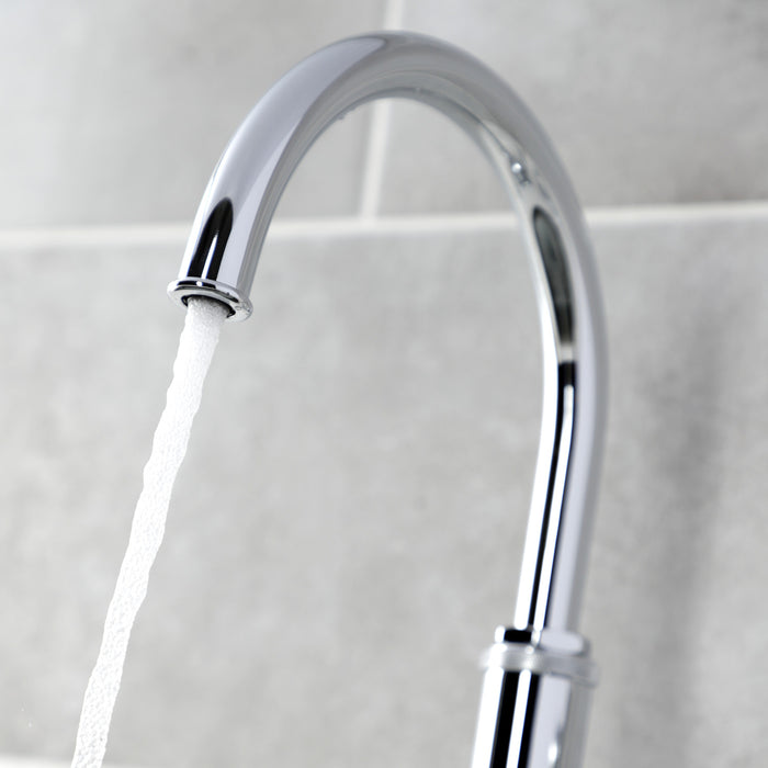 Kingston Sona KS2431KL - Whitaker Single-Handle 2-Hole Deck Mount Kitchen Faucet with Brass Side Sprayer, Polished Chrome