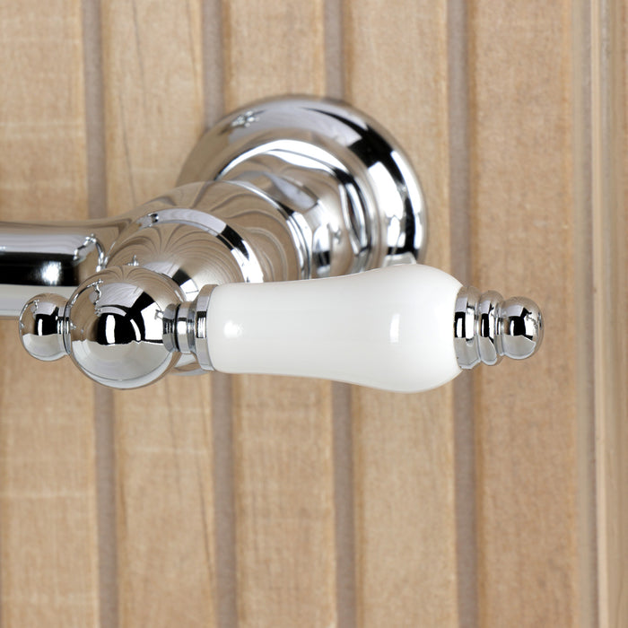 Kingston Heirloom KS2441PLBS - Heritage Two-Handle 3-Hole Wall Mount Bridge Kitchen Faucet with Brass Sprayer, Polished Chrome