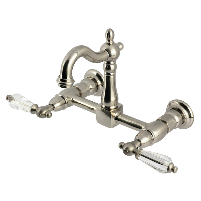 Kingston Heirloom KS2448WLL - Willshire Two-Handle Wall Mount Bridge Kitchen Faucet, Brushed Nickel