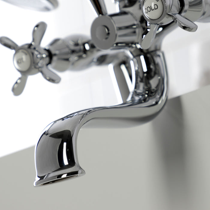 Kingston Heirloom KS247C - Essex Three-Handle 2-Hole Deck-Mount Clawfoot Tub Faucet with Hand Shower, Polished Chrome