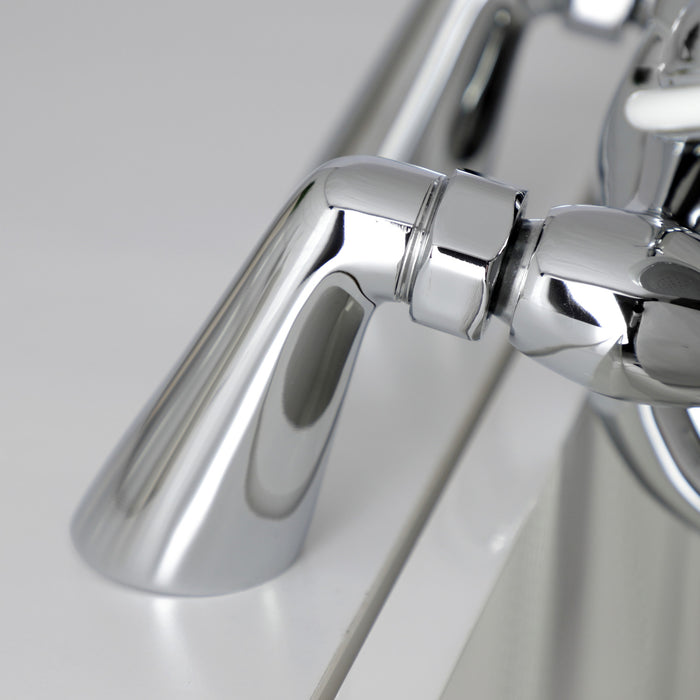 Kingston Heirloom KS247C - Essex Three-Handle 2-Hole Deck-Mount Clawfoot Tub Faucet with Hand Shower, Polished Chrome