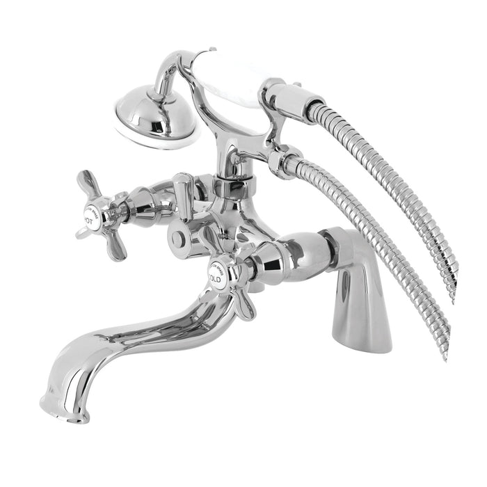Kingston Heirloom KS247C - Essex Three-Handle 2-Hole Deck-Mount Clawfoot Tub Faucet with Hand Shower, Polished Chrome