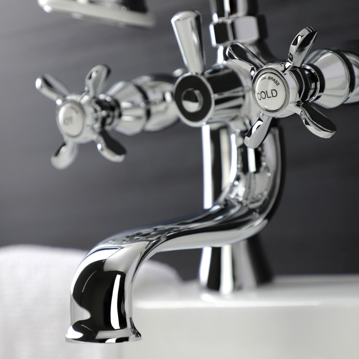 Kingston Heirloom KS248C - Essex Three-Handle 2-Hole Deck-Mount Clawfoot Tub Faucet with Hand Shower, Polished Chrome