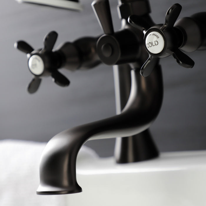Kingston Heirloom KS248ORB - Essex Three-Handle 2-Hole Deck-Mount Clawfoot Tub Faucet with Hand Shower, Oil Rubbed Bronze