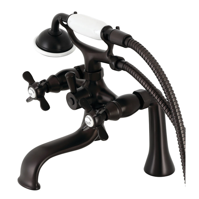Kingston Heirloom KS248ORB - Essex Three-Handle 2-Hole Deck-Mount Clawfoot Tub Faucet with Hand Shower, Oil Rubbed Bronze