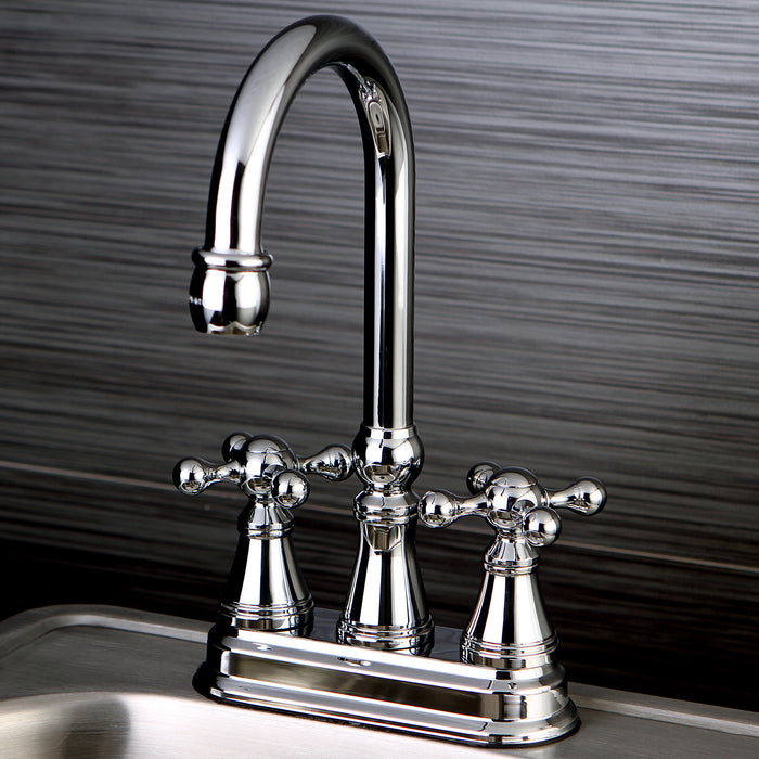 Kingston Tulare KS2491KX - Governor Two-Handle 2-Hole Deck Mount Bar Faucet, Polished Chrome
