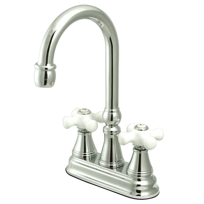 Kingston Tulare KS2491PX - Governor Two-Handle 2-Hole Deck Mount Bar Faucet, Polished Chrome