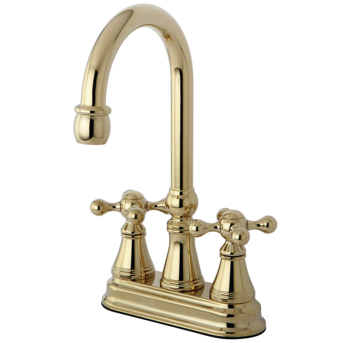 Kingston Tulare KS2492KX - Governor Two-Handle 2-Hole Deck Mount Bar Faucet, Polished Brass