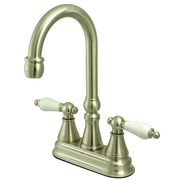Kingston Tulare KS2498PL - Governor Two-Handle 2-Hole Deck Mount Bar Faucet, Brushed Nickel