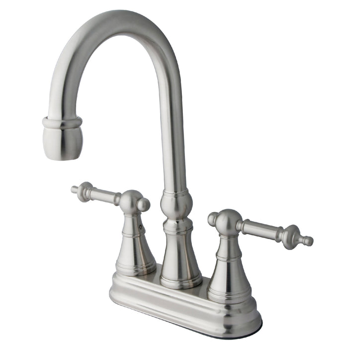 Kingston Tulare KS2498TL - Templeton Two-Handle 2-Hole Deck Mount Bar Faucet, Brushed Nickel