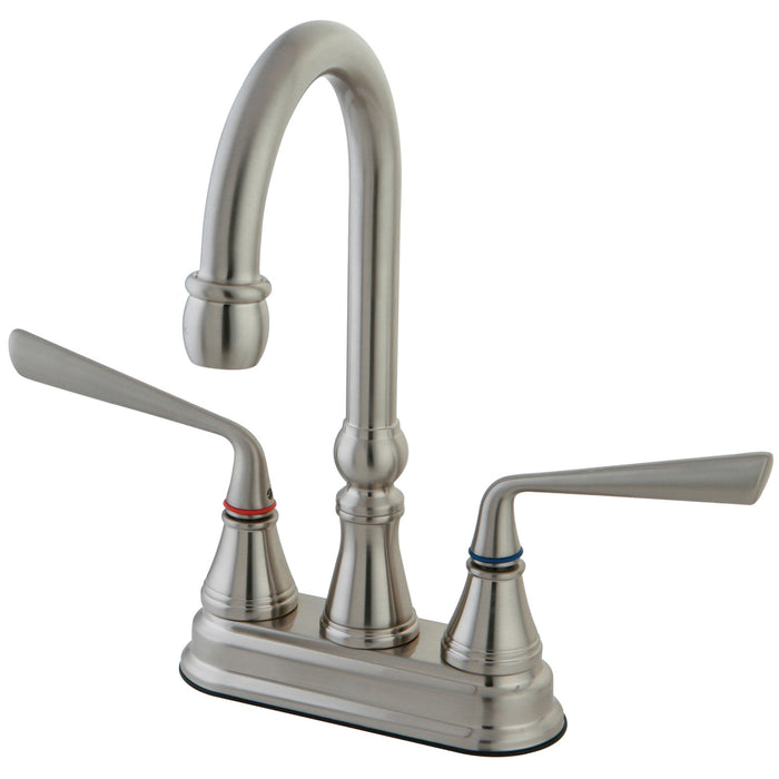 Kingston Tulare KS2498ZL - Silver Sage Two-Handle 2-Hole Deck Mount Bar Faucet, Brushed Nickel