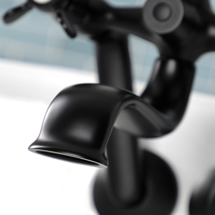 Kingston Heirloom KS249MB - Kingston Three-Handle 2-Hole Tub Wall Mount Clawfoot Tub Faucet with Hand Shower, Matte Black