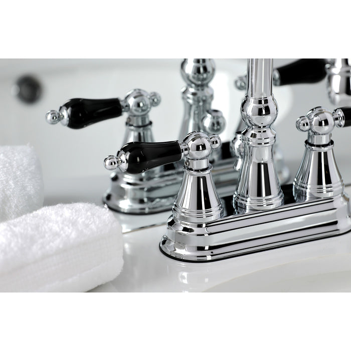 Kingston Tulare KS2611PKL - Duchess Double-Handle 3-Hole Deck Mount 4-Inch Centerset Bathroom Faucet with Brass Pop-Up, Polished Chrome