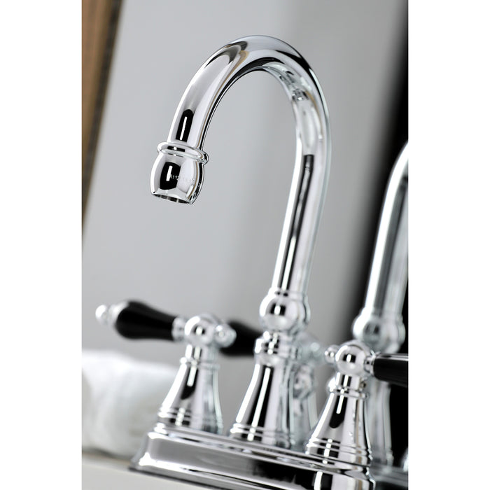 Kingston Tulare KS2611PKL - Duchess Double-Handle 3-Hole Deck Mount 4-Inch Centerset Bathroom Faucet with Brass Pop-Up, Polished Chrome