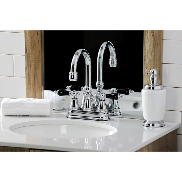 Kingston Tulare KS2611PKL - Duchess Double-Handle 3-Hole Deck Mount 4-Inch Centerset Bathroom Faucet with Brass Pop-Up, Polished Chrome