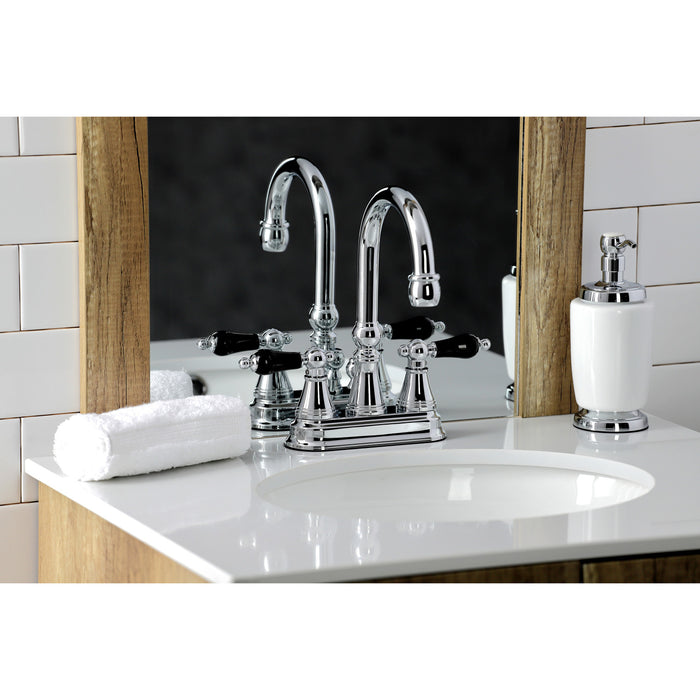 Kingston Tulare KS2611PKL - Duchess Double-Handle 3-Hole Deck Mount 4-Inch Centerset Bathroom Faucet with Brass Pop-Up, Polished Chrome