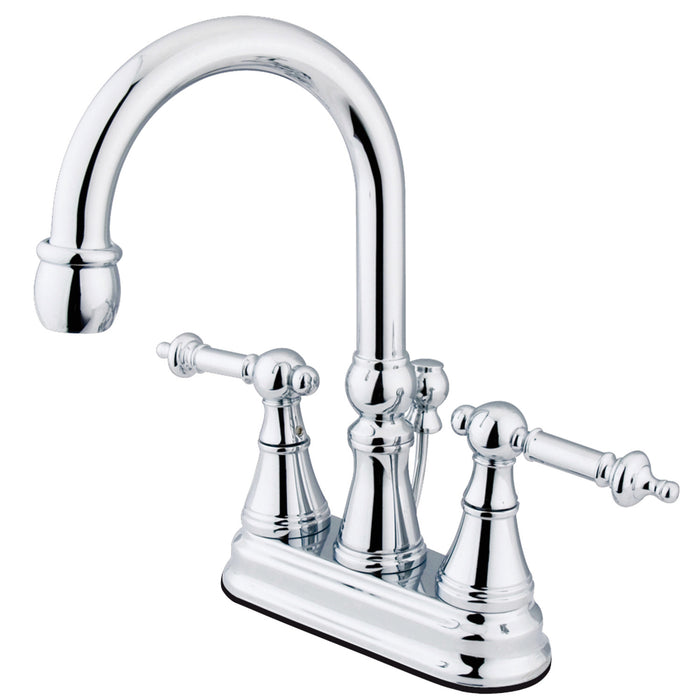 Kingston Tulare KS2611TL - Templeton Double-Handle 3-Hole Deck Mount 4-Inch Centerset Bathroom Faucet with Brass Pop-Up, Polished Chrome