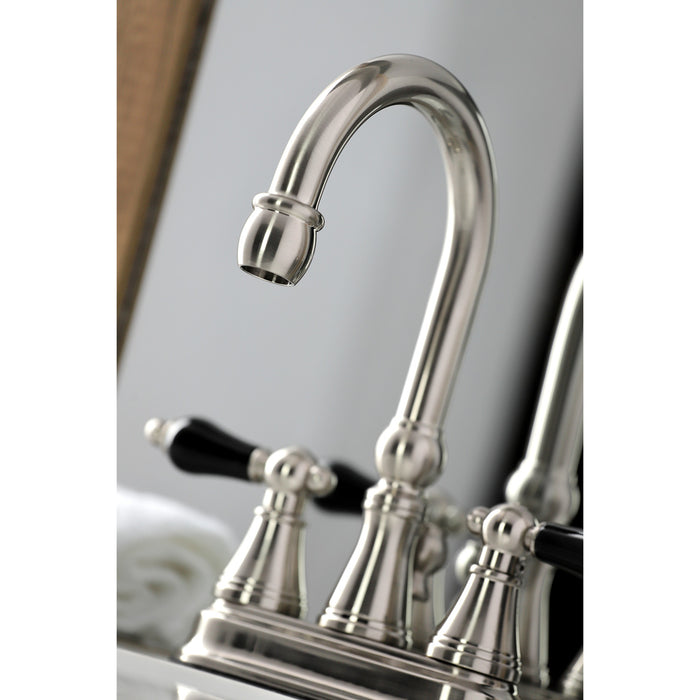 Kingston Tulare KS2618PKL - Duchess Double-Handle 3-Hole Deck Mount 4-Inch Centerset Bathroom Faucet with Brass Pop-Up, Brushed Nickel
