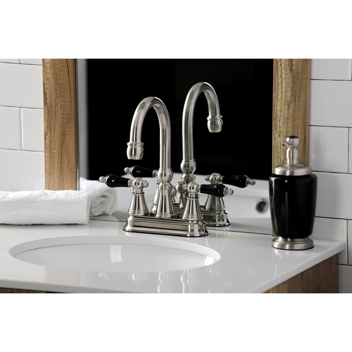 Kingston Tulare KS2618PKL - Duchess Double-Handle 3-Hole Deck Mount 4-Inch Centerset Bathroom Faucet with Brass Pop-Up, Brushed Nickel
