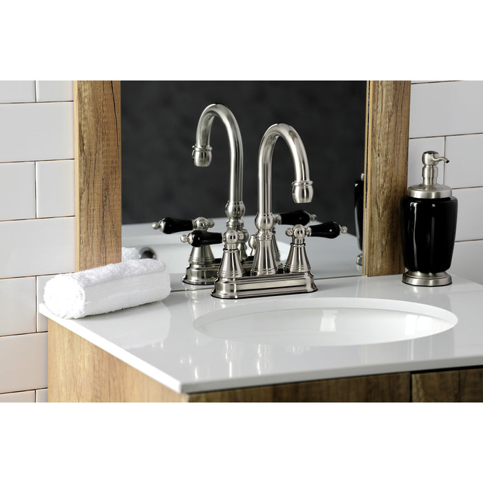 Kingston Tulare KS2618PKL - Duchess Double-Handle 3-Hole Deck Mount 4-Inch Centerset Bathroom Faucet with Brass Pop-Up, Brushed Nickel