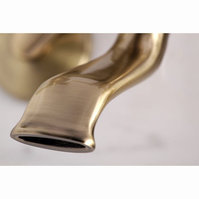Kingston Heirloom KS265AB - Kingston Three-Handle 2-Hole Tub Wall Mount Clawfoot Tub Faucet with Hand Shower, Antique Brass