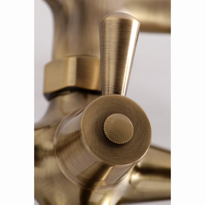 Kingston Heirloom KS265AB - Kingston Three-Handle 2-Hole Tub Wall Mount Clawfoot Tub Faucet with Hand Shower, Antique Brass
