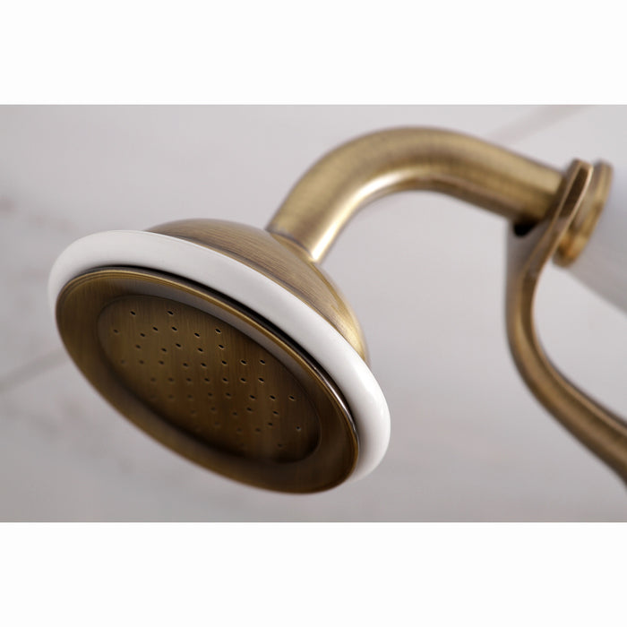 Kingston Heirloom KS265AB - Kingston Three-Handle 2-Hole Tub Wall Mount Clawfoot Tub Faucet with Hand Shower, Antique Brass