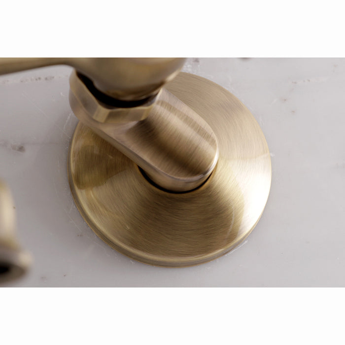 Kingston Heirloom KS265AB - Kingston Three-Handle 2-Hole Tub Wall Mount Clawfoot Tub Faucet with Hand Shower, Antique Brass