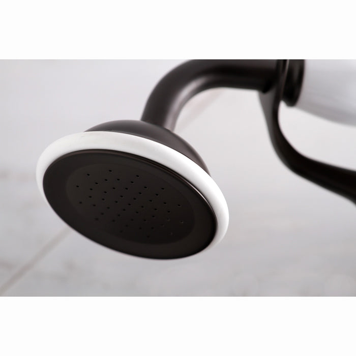 Kingston KS265ORB Three-Handle 2-Hole Tub Wall Mount Clawfoot Tub Faucet with Hand Shower, Oil Rubbed Bronze