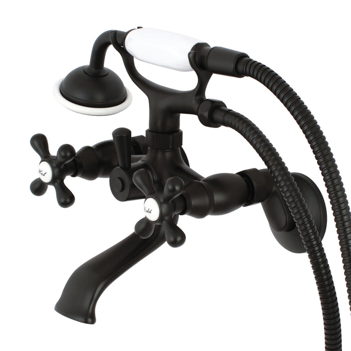 Kingston KS265ORB Three-Handle 2-Hole Tub Wall Mount Clawfoot Tub Faucet with Hand Shower, Oil Rubbed Bronze