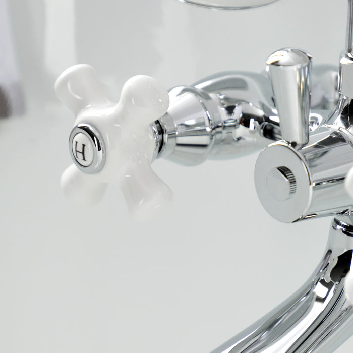 Kingston Heirloom KS265PXC - Kingston Three-Handle 2-Hole Tub Wall Mount Clawfoot Tub Faucet with Hand Shower, Polished Chrome