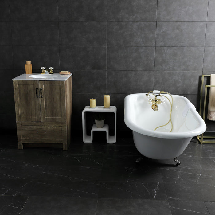 Kingston Heirloom KS265PXPB - Kingston Three-Handle 2-Hole Tub Wall Mount Clawfoot Tub Faucet with Hand Shower, Polished Brass