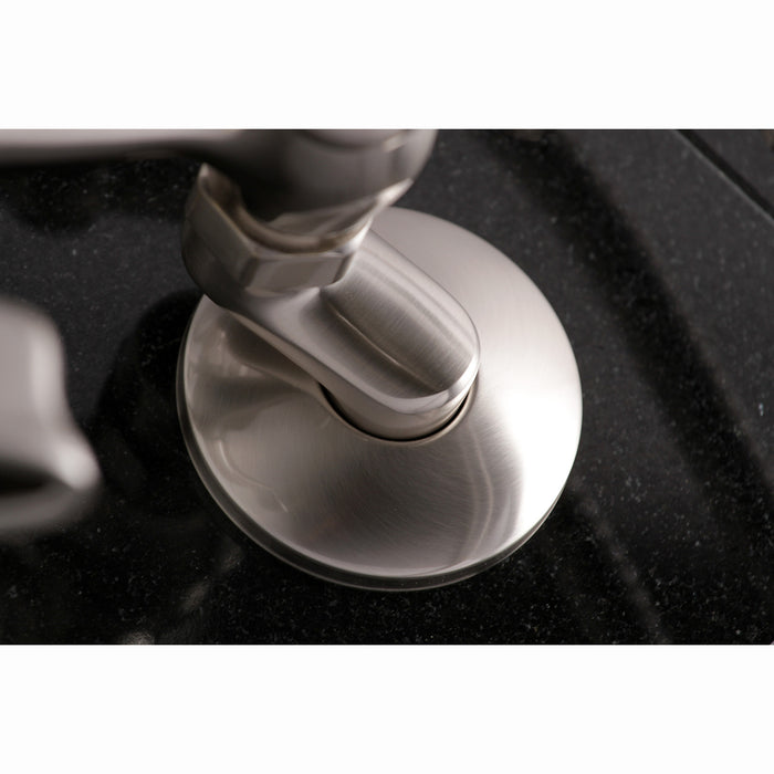 Kingston Heirloom KS265SN - Kingston Three-Handle 2-Hole Tub Wall Mount Clawfoot Tub Faucet with Hand Shower, Brushed Nickel