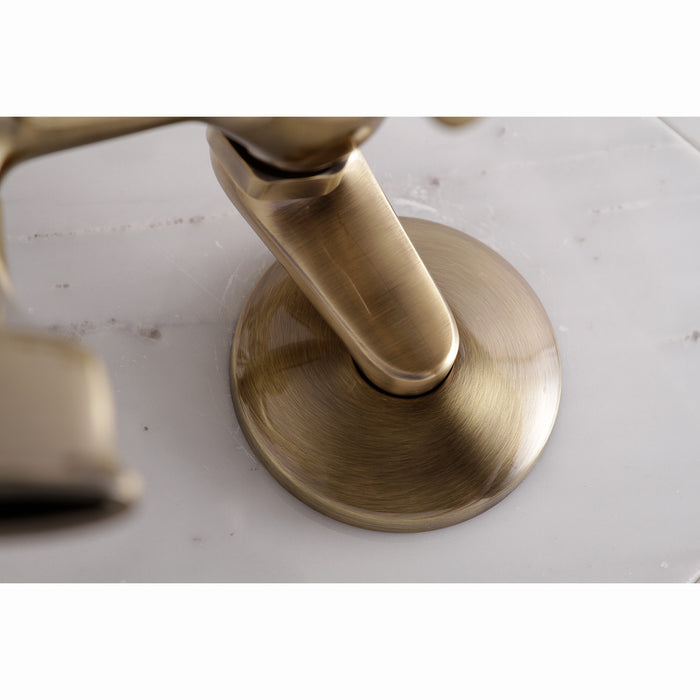 Kingston Heirloom KS266AB - Kingston Two-Handle 2-Hole Wall Mount Clawfoot Tub Faucet with Hand Shower, Antique Brass