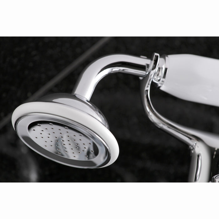 Kingston Heirloom KS266C - Kingston Two-Handle 2-Hole Wall Mount Clawfoot Tub Faucet with Hand Shower, Polished Chrome