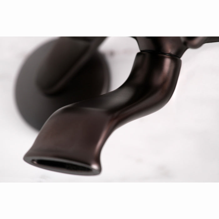 Kingston Heirloom KS266ORB - Kingston Two-Handle 2-Hole Wall Mount Clawfoot Tub Faucet with Hand Shower, Oil Rubbed Bronze