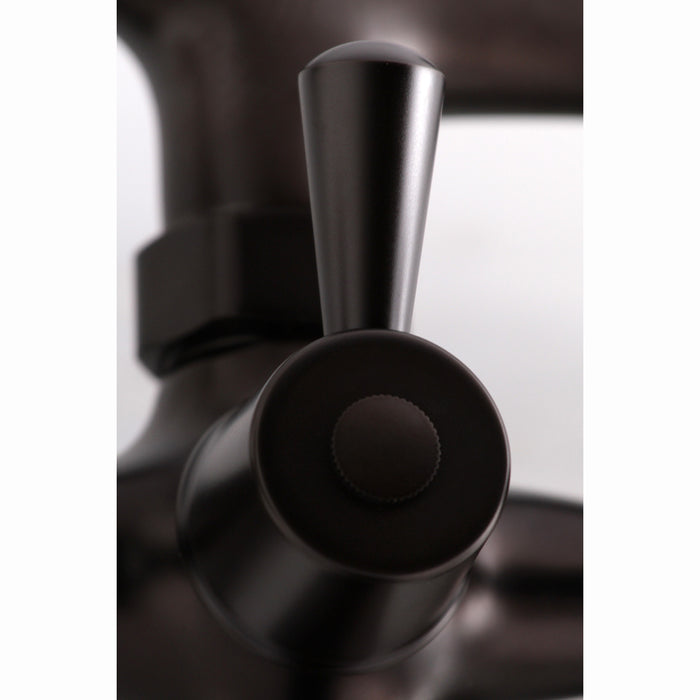 Kingston Heirloom KS266ORB - Kingston Two-Handle 2-Hole Wall Mount Clawfoot Tub Faucet with Hand Shower, Oil Rubbed Bronze