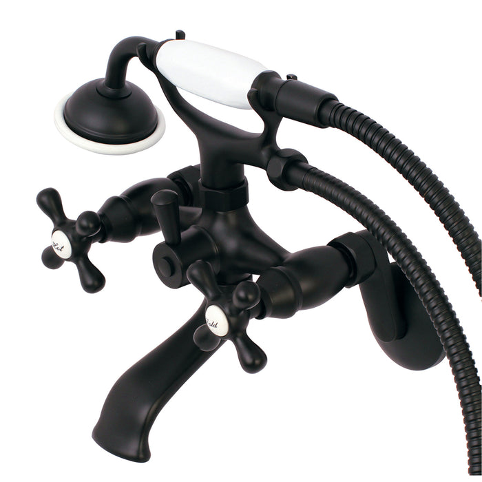 Kingston Heirloom KS266ORB - Kingston Two-Handle 2-Hole Wall Mount Clawfoot Tub Faucet with Hand Shower, Oil Rubbed Bronze