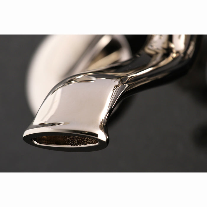 Kingston Heirloom KS266PN - Kingston Two-Handle 2-Hole Wall Mount Clawfoot Tub Faucet with Hand Shower, Polished Nickel
