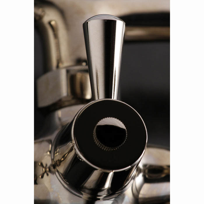 Kingston Heirloom KS266PN - Kingston Two-Handle 2-Hole Wall Mount Clawfoot Tub Faucet with Hand Shower, Polished Nickel
