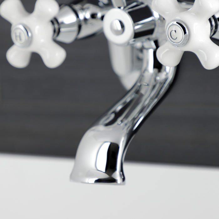 Kingston Heirloom KS266PXC - Kingston Three-Handle 2-Hole Wall Mount Clawfoot Tub Faucet with Hand Shower, Polished Chrome