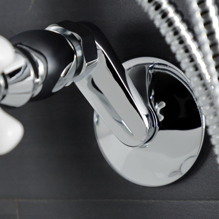 Kingston Heirloom KS266PXC - Kingston Three-Handle 2-Hole Wall Mount Clawfoot Tub Faucet with Hand Shower, Polished Chrome