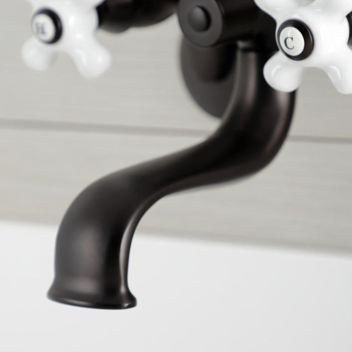 Kingston Heirloom KS266PXORB - Kingston Three-Handle 2-Hole Wall Mount Clawfoot Tub Faucet with Hand Shower, Oil Rubbed Bronze