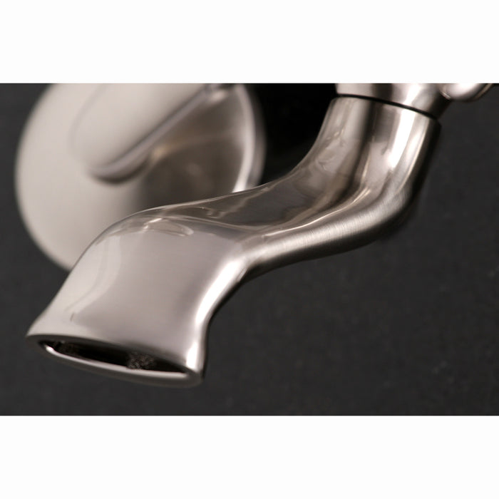 Kingston Heirloom KS266SN - Kingston Two-Handle 2-Hole Wall Mount Clawfoot Tub Faucet with Hand Shower, Brushed Nickel