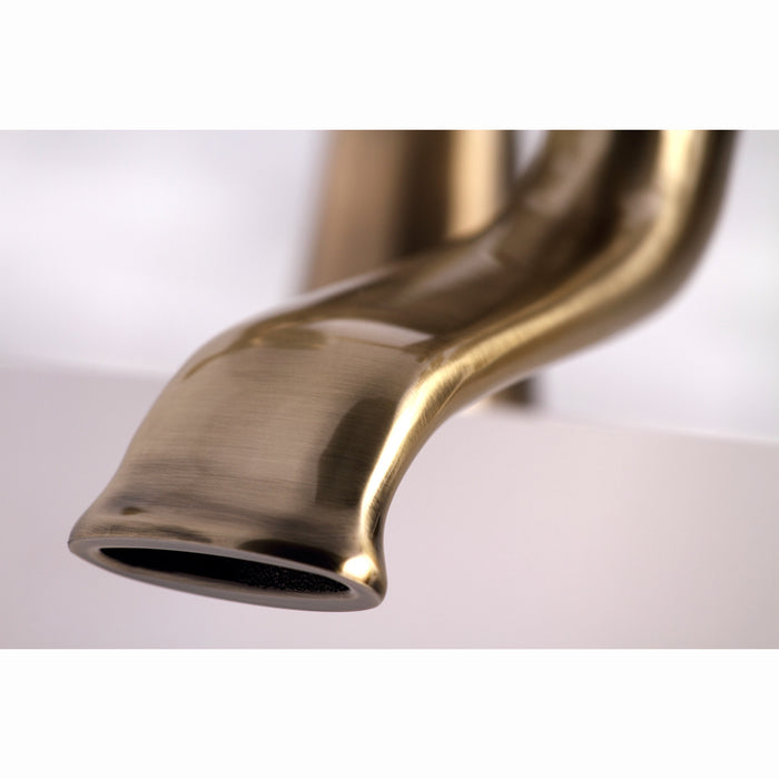 Kingston Heirloom KS267AB - Kingston Three-Handle 2-Hole Deck-Mount Clawfoot Tub Faucet with Hand Shower, Antique Brass