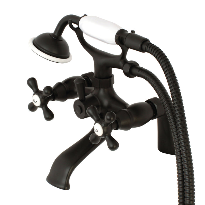 Kingston Heirloom KS267ORB - Kingston Three-Handle 2-Hole Deck-Mount Clawfoot Tub Faucet with Hand Shower, Oil Rubbed Bronze