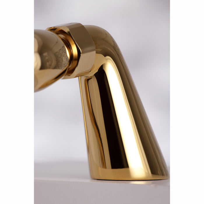 Kingston Heirloom KS267PB - Kingston Three-Handle 2-Hole Deck-Mount Clawfoot Tub Faucet with Hand Shower, Polished Brass