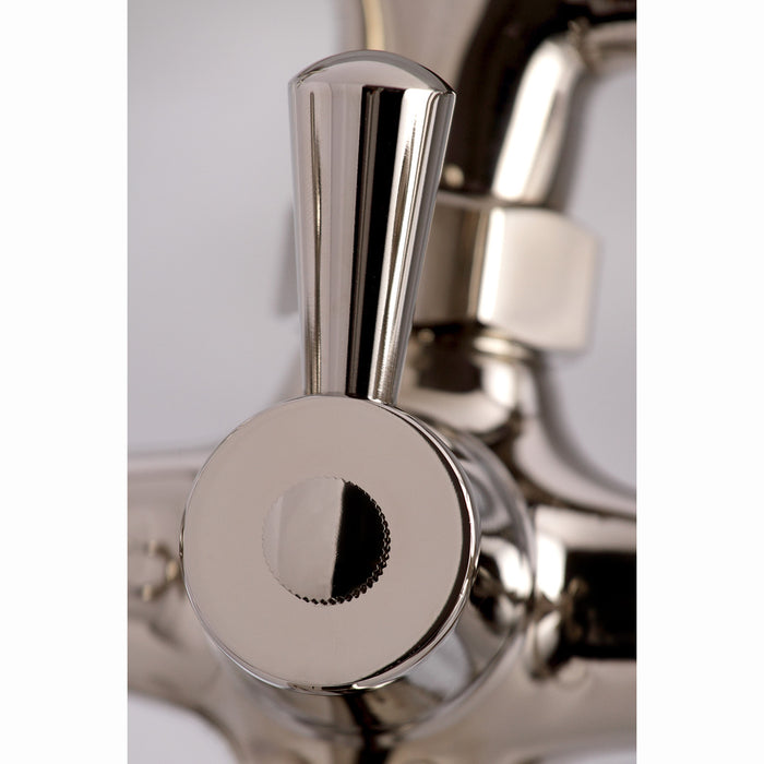 Kingston Heirloom KS267PN - Kingston Three-Handle 2-Hole Deck-Mount Clawfoot Tub Faucet with Hand Shower, Polished Nickel