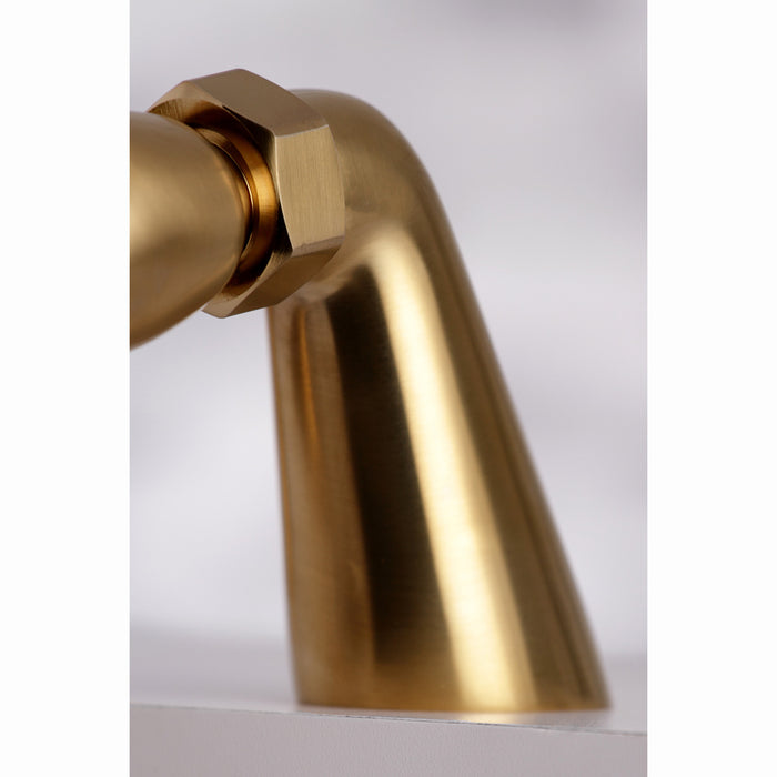 Kingston Heirloom KS267SB - Kingston Three-Handle 2-Hole Deck-Mount Clawfoot Tub Faucet with Hand Shower, Brushed Brass